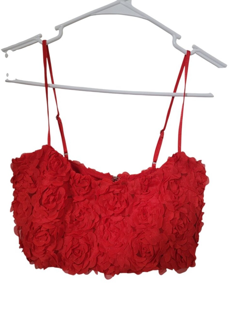 Runaway the Label Size XS Red 3D Rosette Crop Cami Top, NEW with Tag